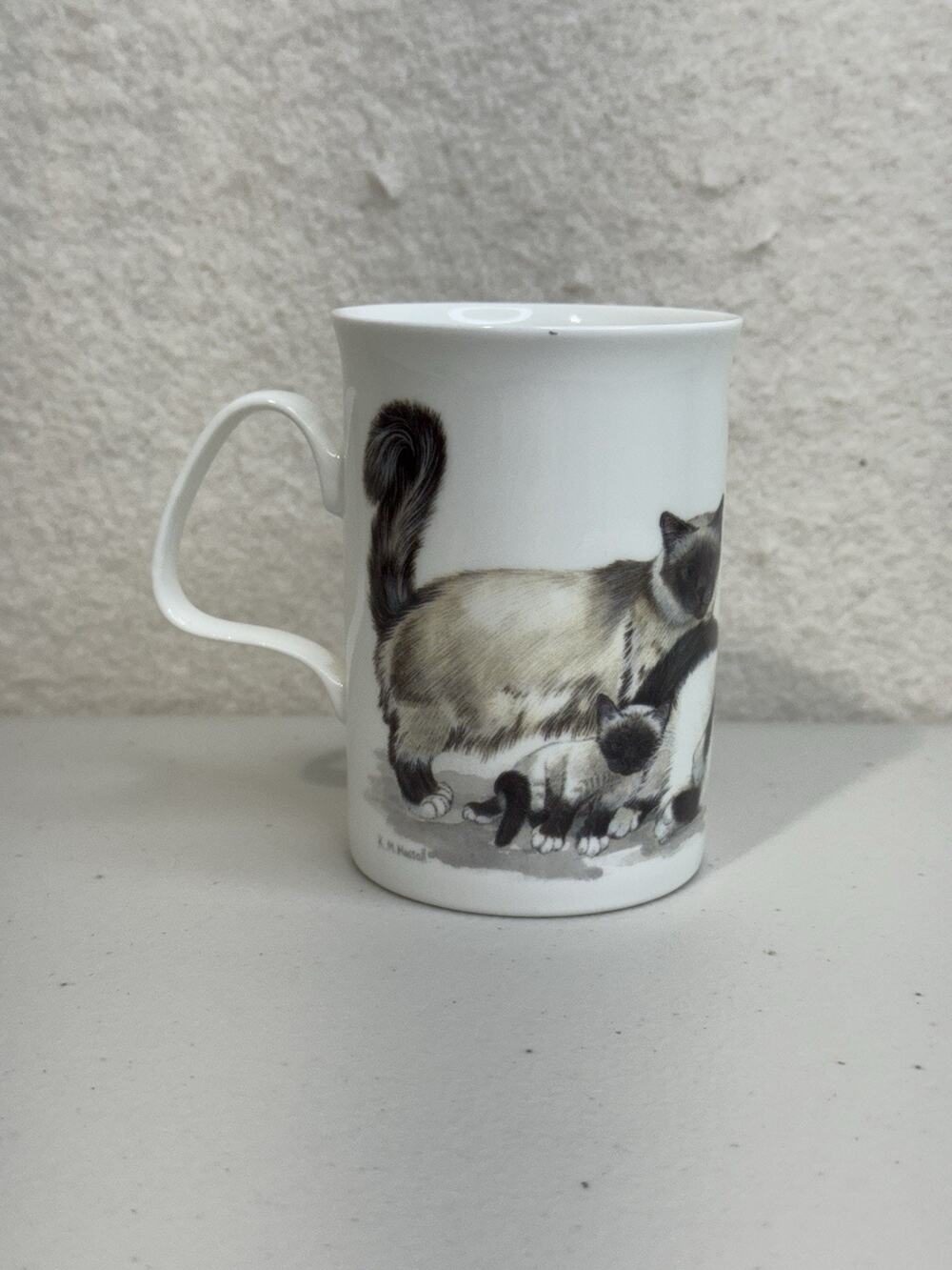 Roy Kirkham Cat Lovers Mug 1989 England FIne Bone China Siamese Cat Kitten Mouse